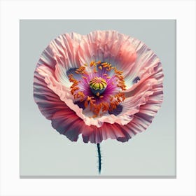 artistic rendition of a poppy flower with a surreal and colorful palette. Canvas Print