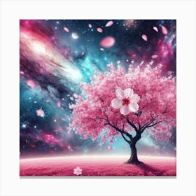 Cherry Blossom Tree In Space Canvas Print