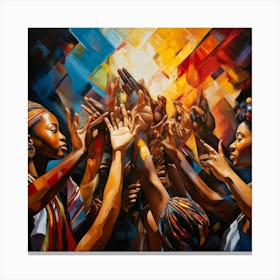 Abstract Painting Capturing The Essence Of Human Rights And Cultural Heritage Showcases Hands Of Di (1) 2 Canvas Print