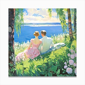 Couple By The Lake Canvas Print