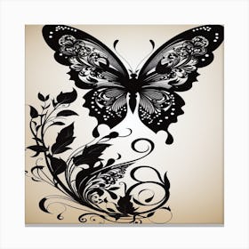 Butterfly And Flowers Canvas Print