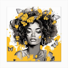 Afro Girl With Butterflies 2 Canvas Print