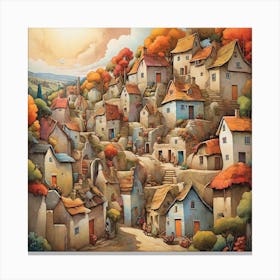 Village In Autumn Canvas Print