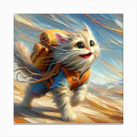 Cat With Backpack 1 Canvas Print