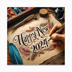Happy New Year Handwritten Canvas Print