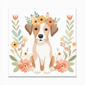 Floral Baby Dog Nursery Illustration (16) Canvas Print