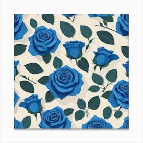 Blue Roses Seamless Pattern Canvas Print