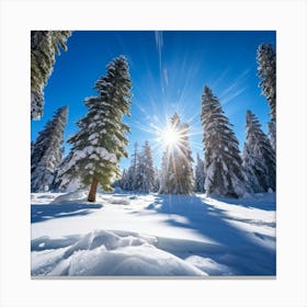 Crystal Clear Ice Clings To The Pine Trees Under A Vibrant Radiant Sun In A Wintry Wonderland Ext (2) 2 Canvas Print