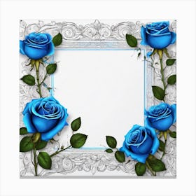 Blue Roses Frame 4 Canvas Print