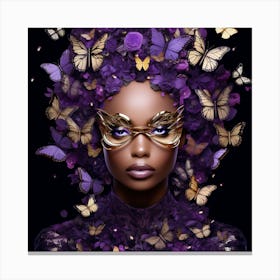 Purple Woman With Butterflies Canvas Print