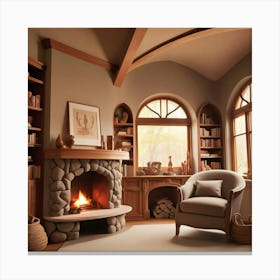 Fireplace In Living Room Canvas Print