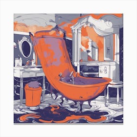 Drew Illustration Of Bath On Chair In Bright Colors, Vector Ilustracije, In The Style Of Dark Navy A (2) Canvas Print