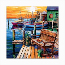 Sunset At The Docks Canvas Print