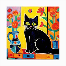 Black Cat Striking Colours Canvas Print