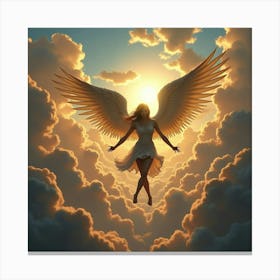 Angel Fighting Shadow Warriors, Vibrant Skies Overhead 1 Canvas Print