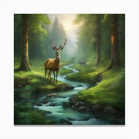 Leonardo Diffusion Xl A Genuine Deer Stands Prominently In The 0 Canvas Print