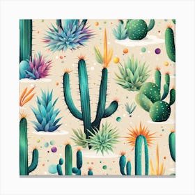 Cactus Seamless Pattern 3 Canvas Print