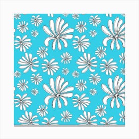 Daisies On A Blue Background 1 Canvas Print