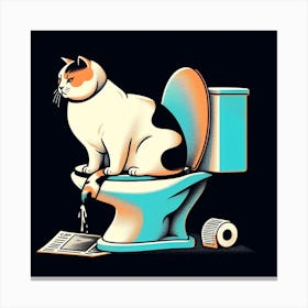 Cat On Toilet 1 Canvas Print