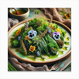 A Beautifully Plated Reed Grass Salad, Featuring A Canvas Print