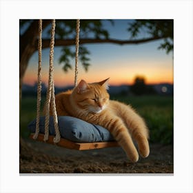 Cat On A Swing Canvas Print