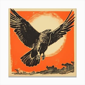 Retro Bird Lithograph Red Tailed Hawk 4 Canvas Print