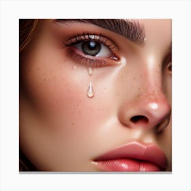 Missing You 3/4 (sad girl female tear gone lost lonely crying weeping  depressed longing desire broken) Canvas Print