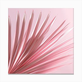 Pink Palm Leaf On Pink Background Canvas Print