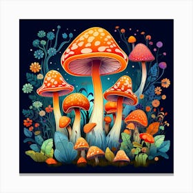 Mushrooms In The Night 2 Canvas Print