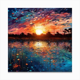 Sunset Over The Pond Canvas Print