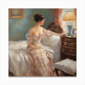 Lady In A Dress Boudoir Scene Canvas Print