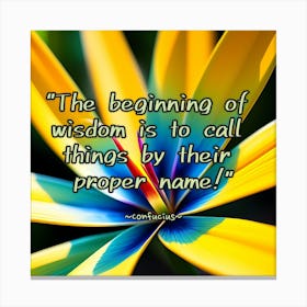 Beginning Of Wisdom Is Things By Call Their Proper Name Canvas Print