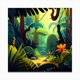 Jungle Rainforest Tropical Forest Jungle Scene Canvas Print