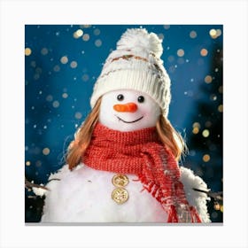 Firefly Cheerful Snowman Peeking With Festive Sparkles 16874 (2) Canvas Print