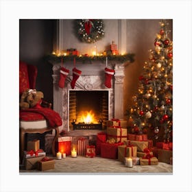 Christmas In The Living Room Canvas Print