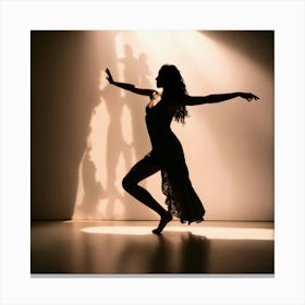 Shadow In A White Background Of A Woman Dancing (2) Canvas Print