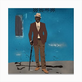 Congo, African Man With Cane, Sapeur Canvas Print