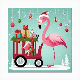 Flamingo Christmas Card Canvas Print