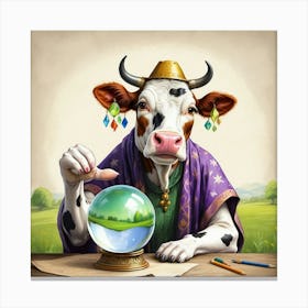 Cow With A Crystal Ball 5 Canvas Print