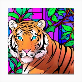 Stained Glass Tiger 3 Canvas Print