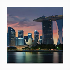 Singapore Skyline At Dusk Canvas Print