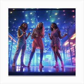 Young Women Dancing At Nightclub Canvas Print