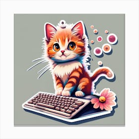 Cat On Keyboard Canvas Print