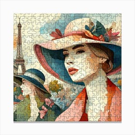 Abstract Puzzle Art French woman in Paris 7 Canvas Print