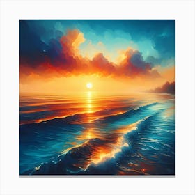 Sunset On The Ocean Canvas Print