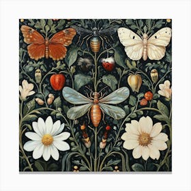 Bees And Flowers Art 1 Canvas Print