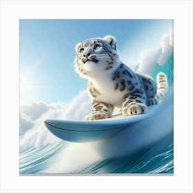 Snow Leopard Surfing 1 Canvas Print