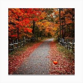 A Crisp American Autumn Scene Unfolds Embodying The Quiet Beauty Of A Fall Nature Trail Transitioni (2) Canvas Print