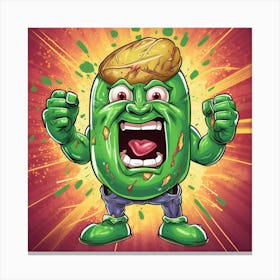 Green Pickle Character Canvas Print