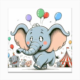 Elephant At The Circus Canvas Print